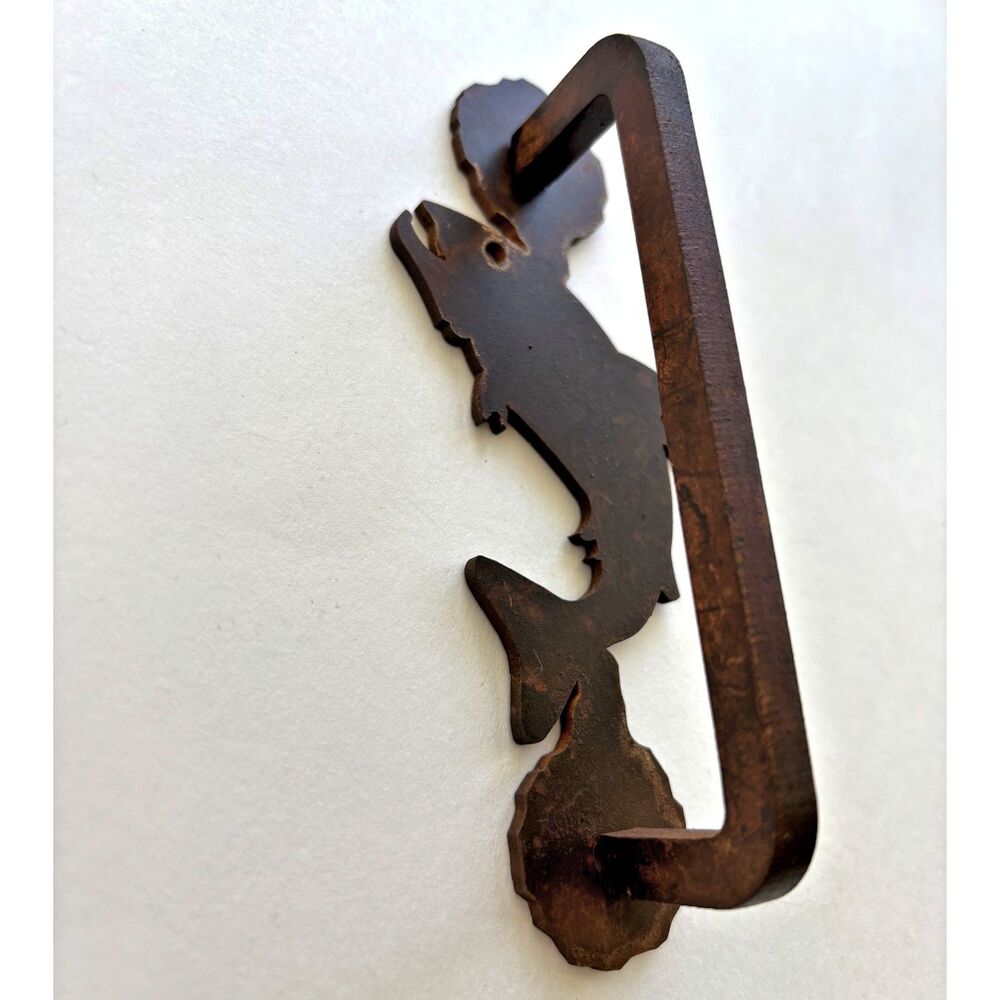 Trout Metal Reversible Rust Finish Drawer Pull Cabinet Handle Lodge Cabincore - Picture 1 of 5